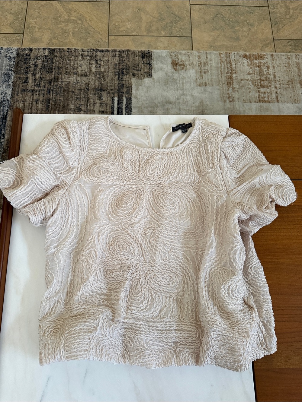 Adrianna Papell Blush Textured Short-Sleeve Top